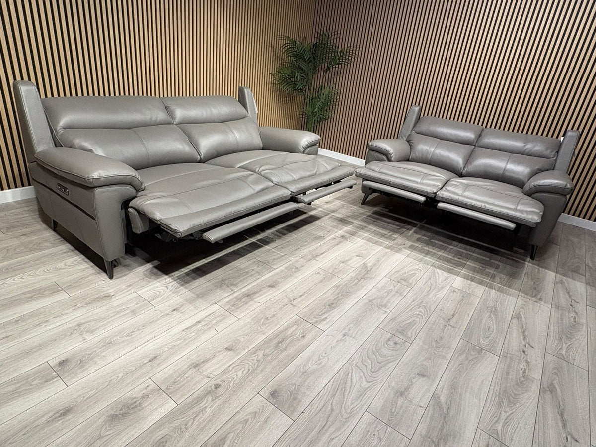 Furniture Village PANACHE Style Leather 3 + 2 Seater Power Recliner Sofa Set