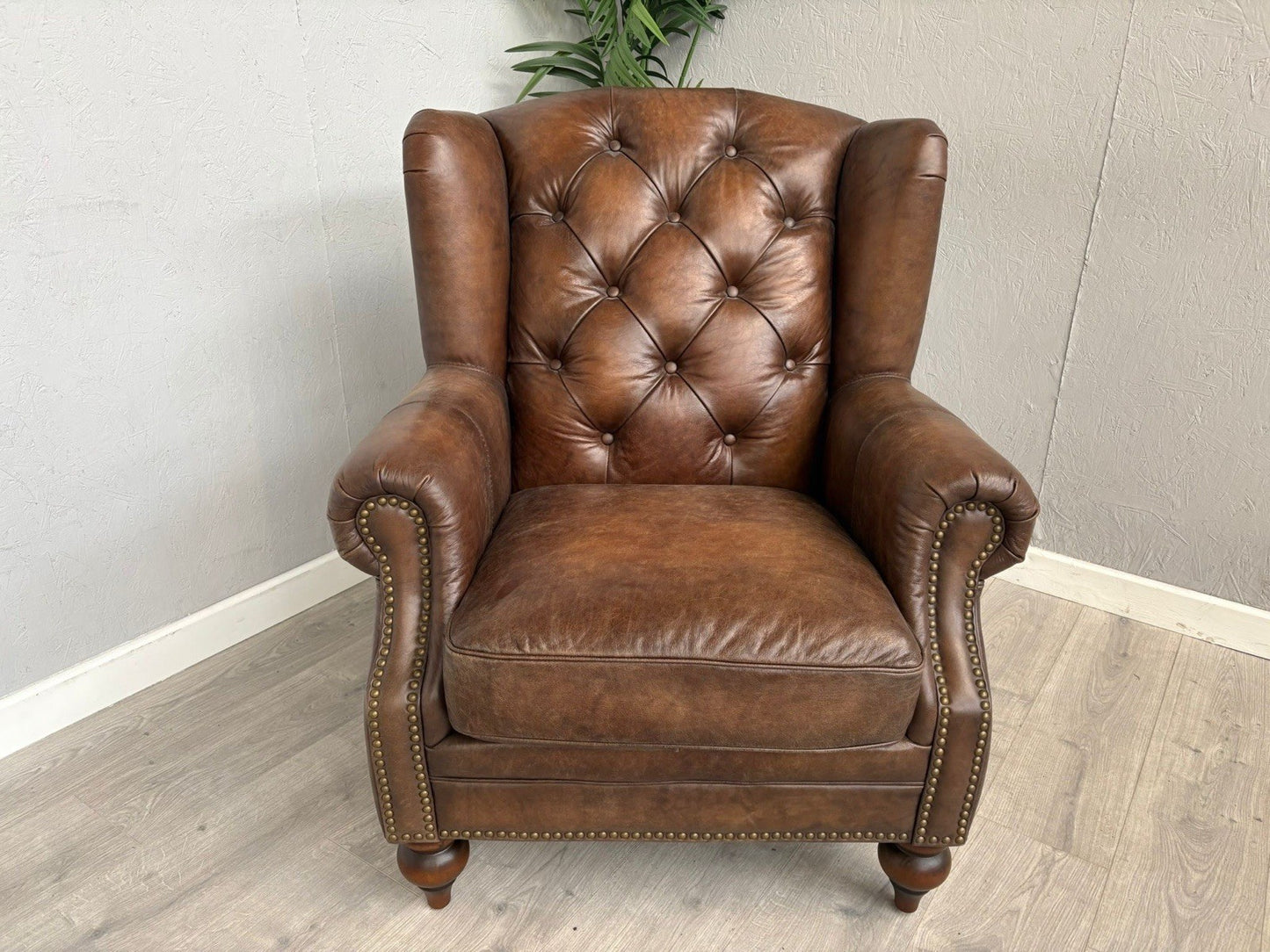 F. Village - At The Helm SHACKLETON Leather Chesterfield Wing Chair - RRP £1795