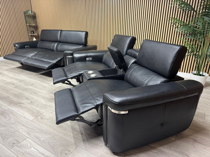 VENICE Leather 3 Seater + 2 Seater Console Power Recliner Sofa Set - RRP £4,598