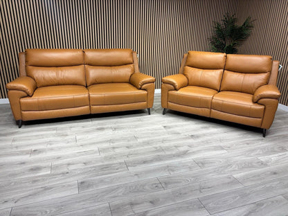 Furniture Village PANACHE Style Leather 3 + 2 Seater Power Recliner Sofa Set