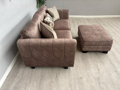 F.V MARIAH 3 Seater Fabric Classic Back Sofa + Storage Footstool - RRP £2590