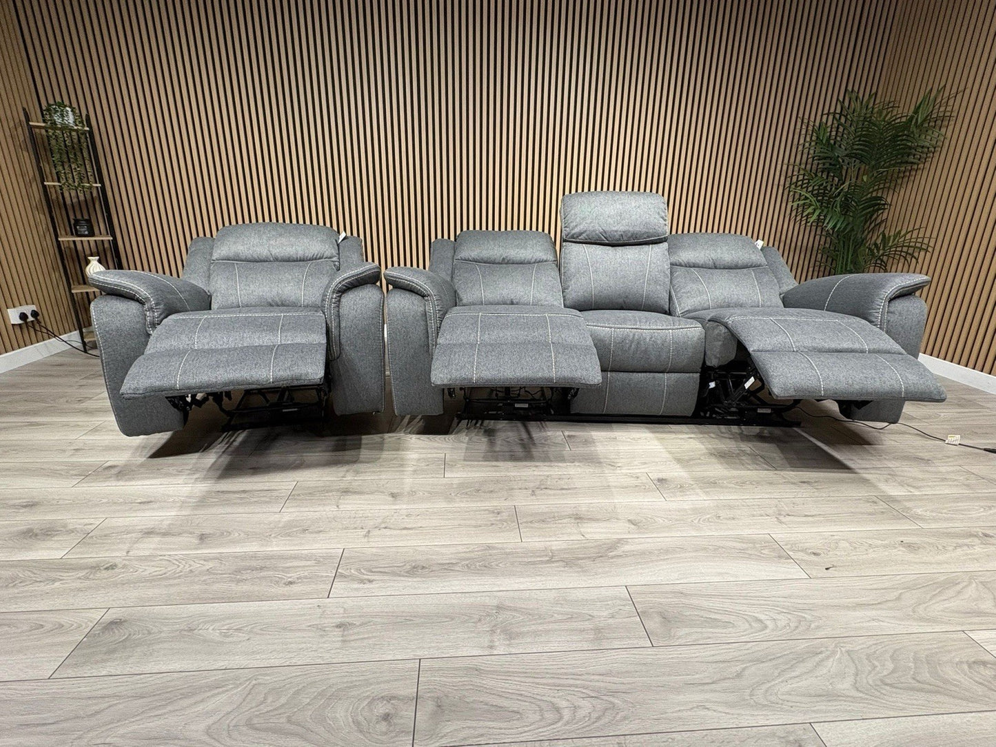 Galaxy Fabric 3 Seater + Armchair, Power Recliner Media Sofa Set - RRP £3190