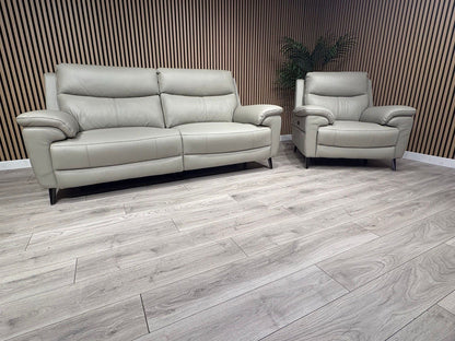 Furniture Village PANACHE Style Leather 3 Seater + Chair Power Recliner Sofa Set