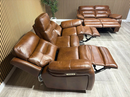 Kingsbury Premium Leather 3+2 Seater Power Recliner Sofa Set - RRP £3898