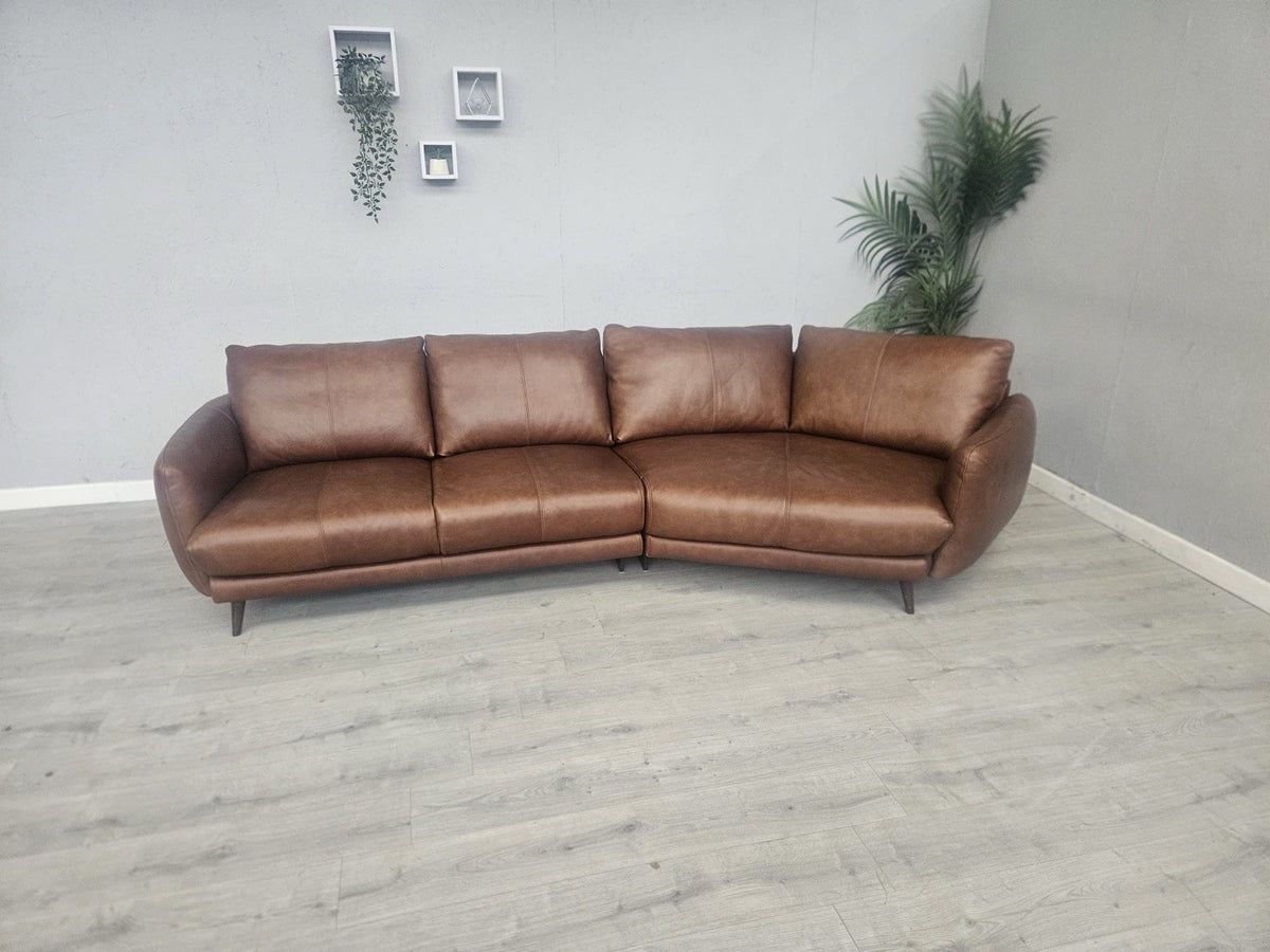 Sofology ADLER Leather 4 Seater Curved Asymmetric Sofa - RRP £1,999