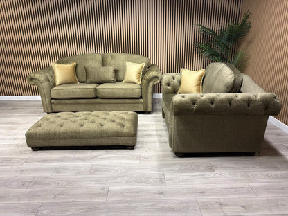 A&J Victoria Fabric 3 Seater Sofa + Love Chair + Footstool Set - RRP £4897