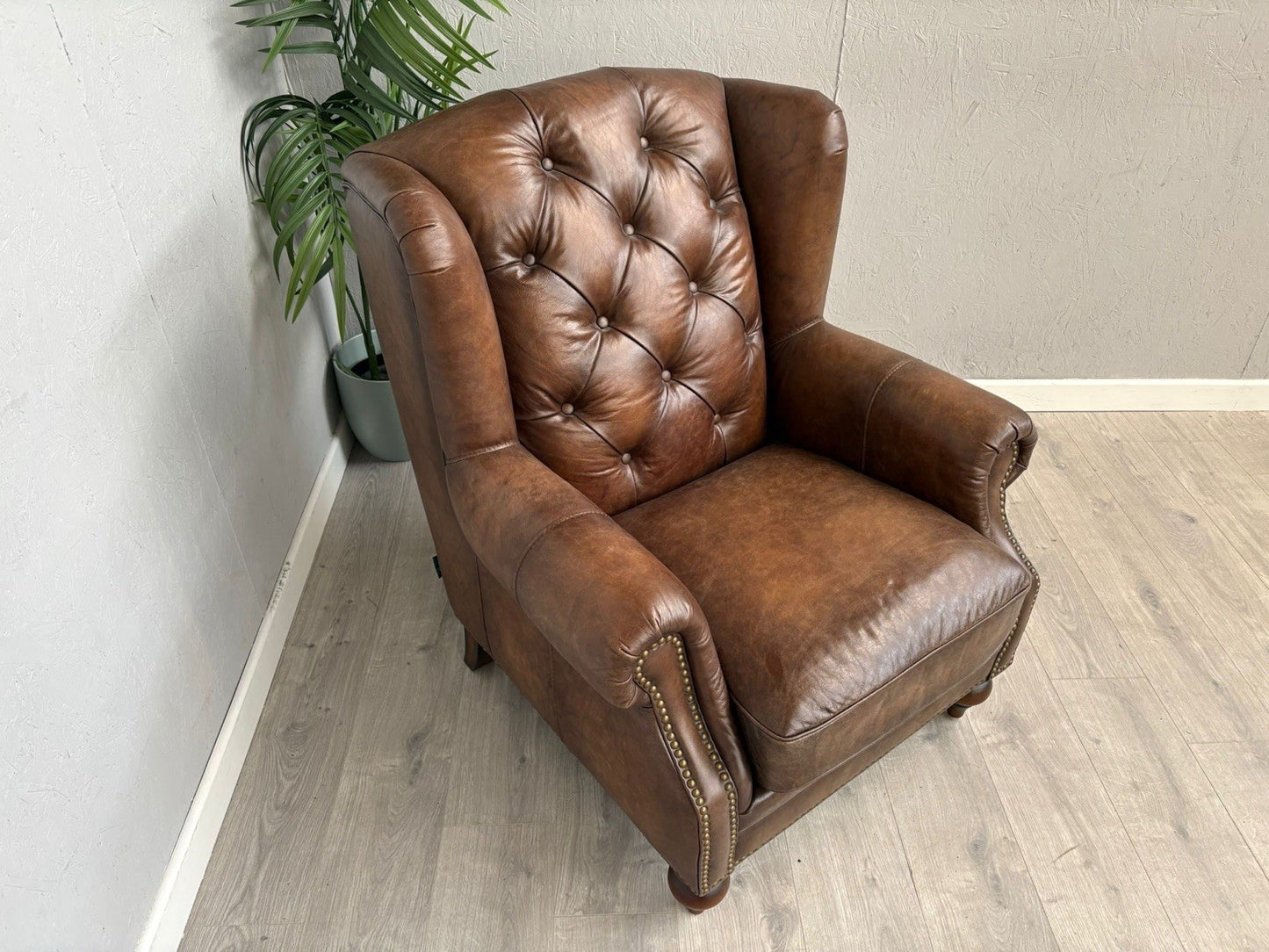 F. Village - At The Helm SHACKLETON Leather Chesterfield Wing Chair - RRP £1795