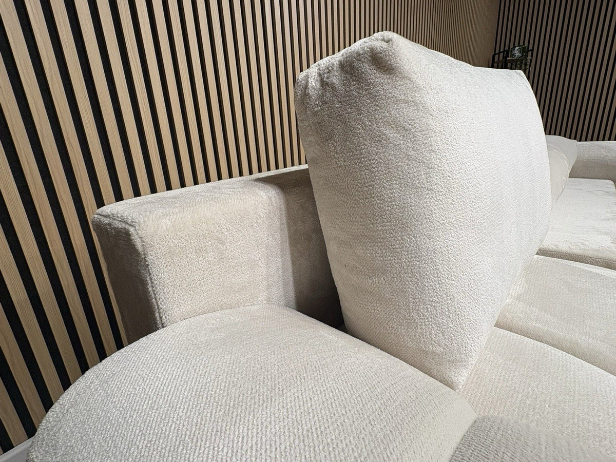 AZZURO Premium Fabric LHF Corner Chaise Sofa Bed with Storage, Cream RRP £1,799