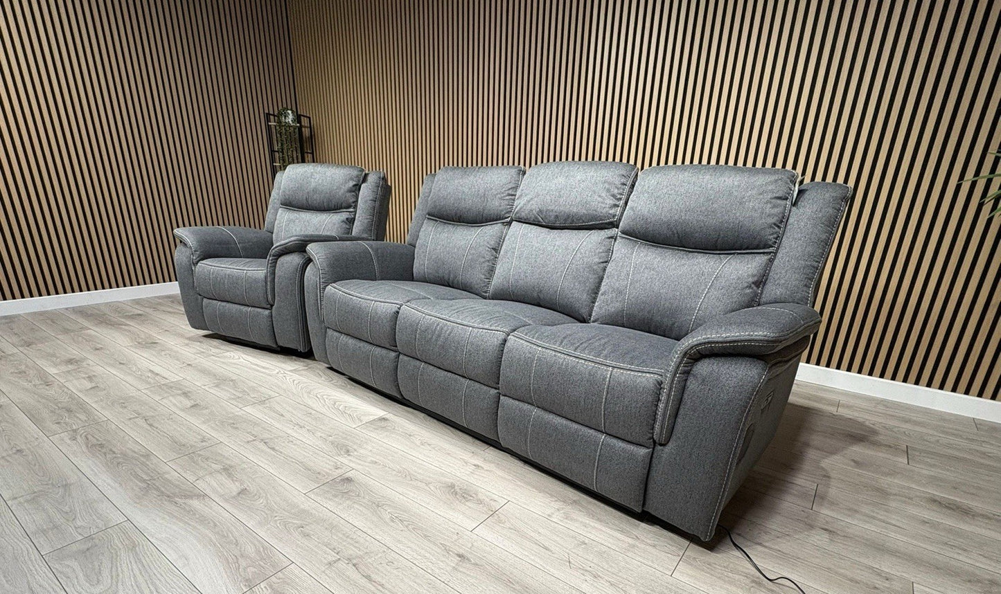 Galaxy Fabric 3 Seater + Armchair, Power Recliner Media Sofa Set - RRP £3190
