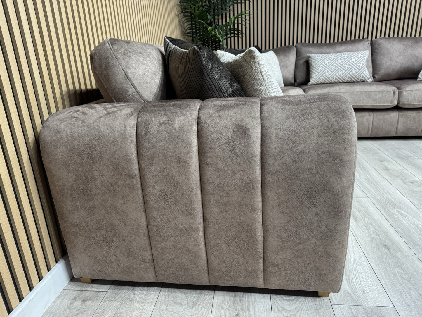 DEVINE Glamour Large Fabric 2 Corner 2 Sofa, Gemini Chocolate - RRP £2,695