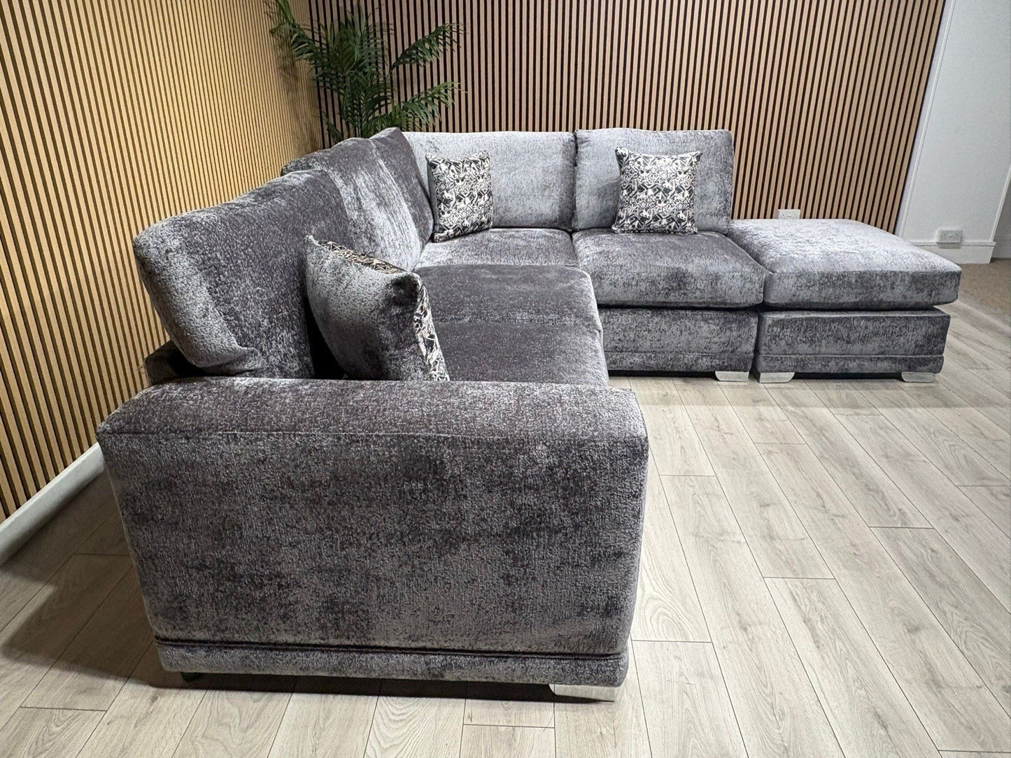 Deluxe Fabric Open End Chaise Corner Sofa + Footstool - RRP £2799