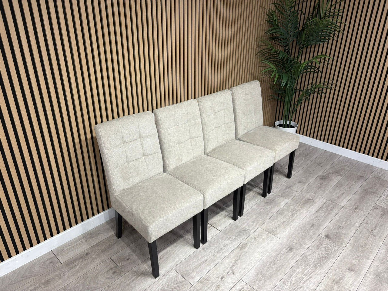 NEXT Sample - Flax Waffle Natural Fabric Dining Chairs