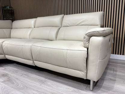 Furniture Village MOET Leather 2 Corner 2 Power Recliner Sofa + Stool RRP £5,390