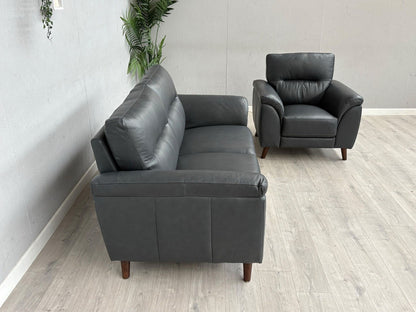 DFS Coben Leather 2 Seater Sofa + Armchair Set - RRP £1428 (Read Description)