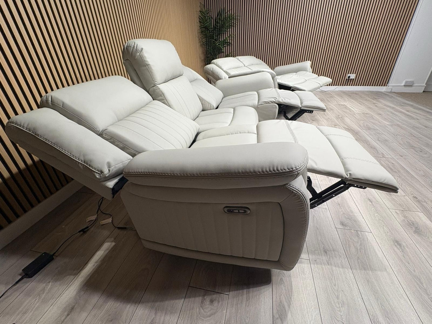 DOMINO 3 Seater + 2 Seater Leather Sofa Set, Power Recliners - RRP £2,995