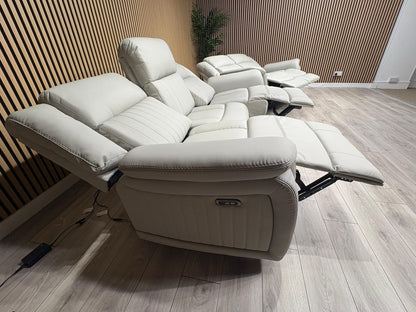 DOMINO 3 Seater + 2 Seater Leather Sofa Set, Power Recliners - RRP £2,995