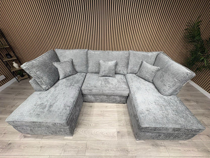 NEXT Premium Fabric U Shaped Corner Chaise Sofa + Footstool - RRP £2599