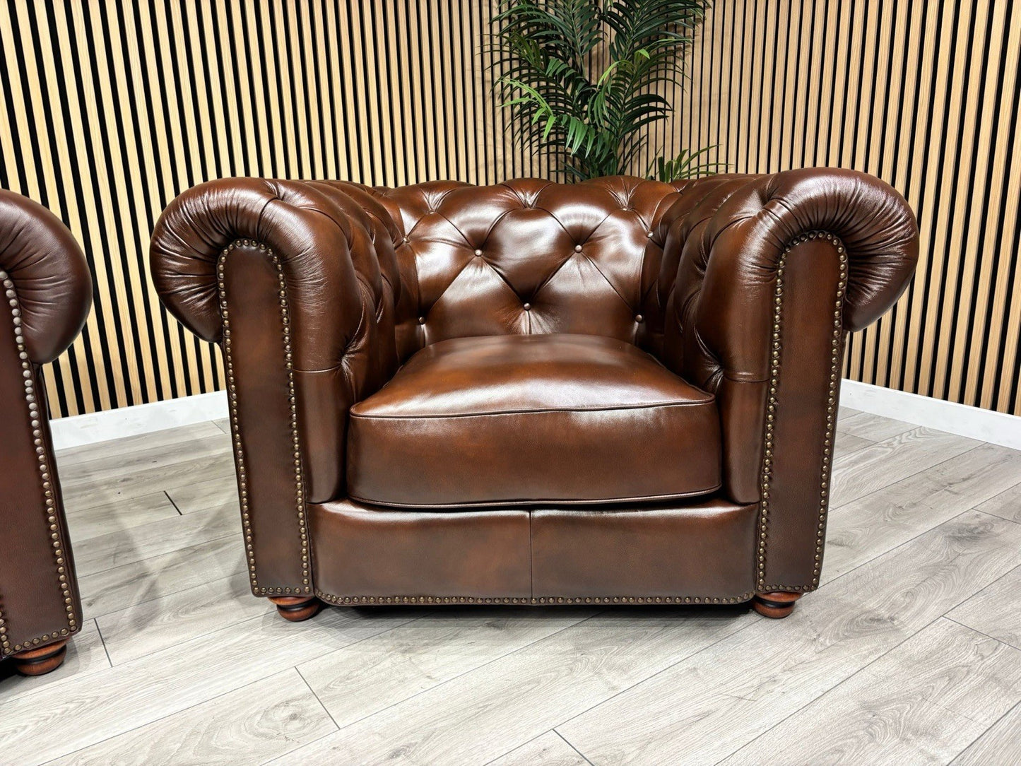 At The Helm Shackleton Style 3 Seater Sofa + Armchair Leather Chesterfield Set