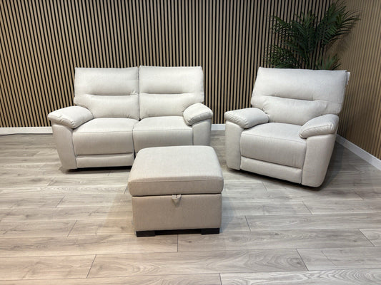 DFS - CAYDANCE Fabric 2 Seater Sofa + Armchair + Stool, Recliners - RRP £2,018