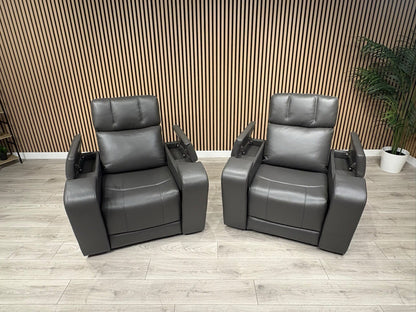 SCS Adstock x2 Leather Power Recliner Chairs with Power Head Tilt RRP £2258