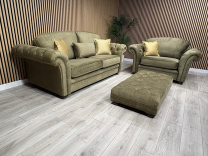 A&J Victoria Fabric 3 Seater Sofa + Love Chair + Footstool Set - RRP £4897