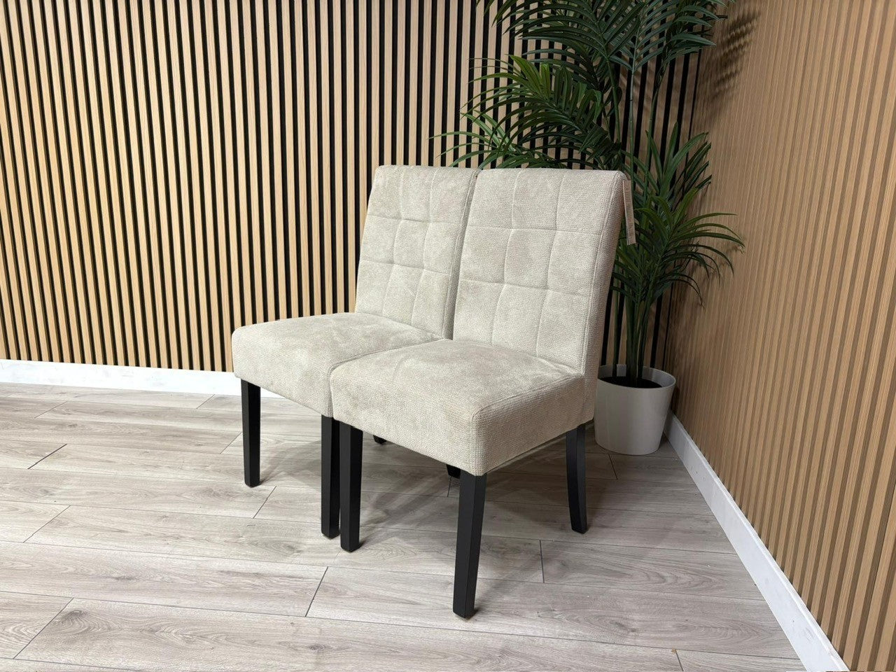 NEXT Sample - Flax Waffle Natural Fabric Dining Chairs