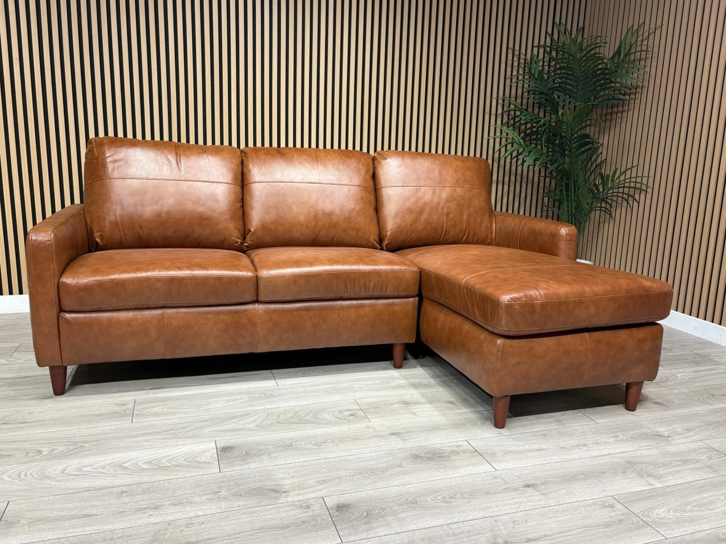 John Lewis BAILEY Style RHF Leather 3 Seater Chaise End Sofa, Tan - RRP £3,449