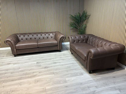 Next GOSFORD Leather Chesterfield Large 3 Seater + 2 Seater Sofa Set - RRP £5250