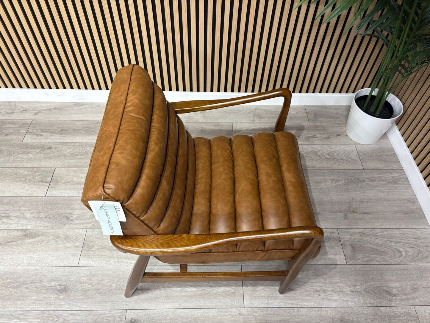 John Lewis Sample - Mid Century Faux Leather Accent Chair, Tan Brown - RRP £1099