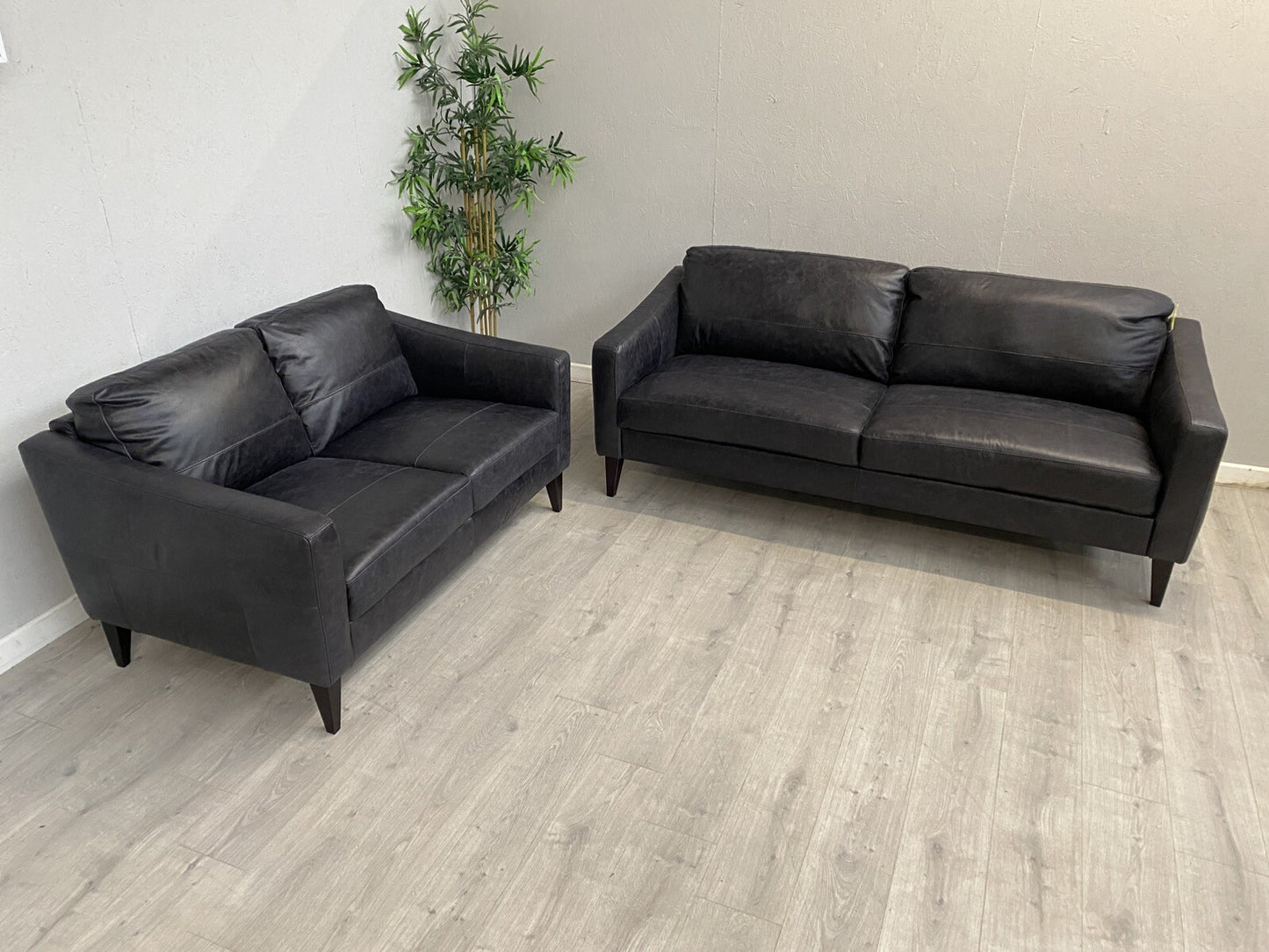 John Lewis BAILEY Style Leather 3 Seater + 2 Seater Sofa Set, Black - RRP £3,498