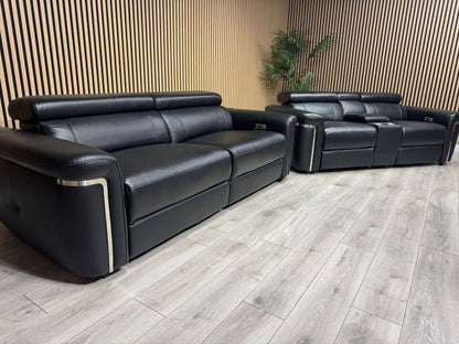 VENICE Leather 3 Seater + 2 Seater Console Power Recliner Sofa Set - RRP £4,598