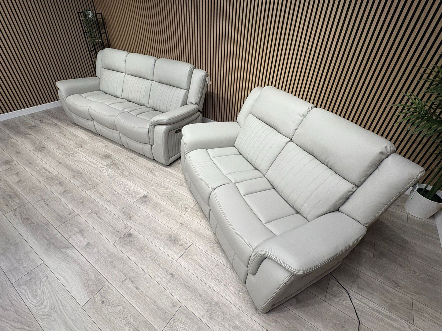 DOMINO 3 Seater + 2 Seater Leather Sofa Set, Power Recliners - RRP £2,995