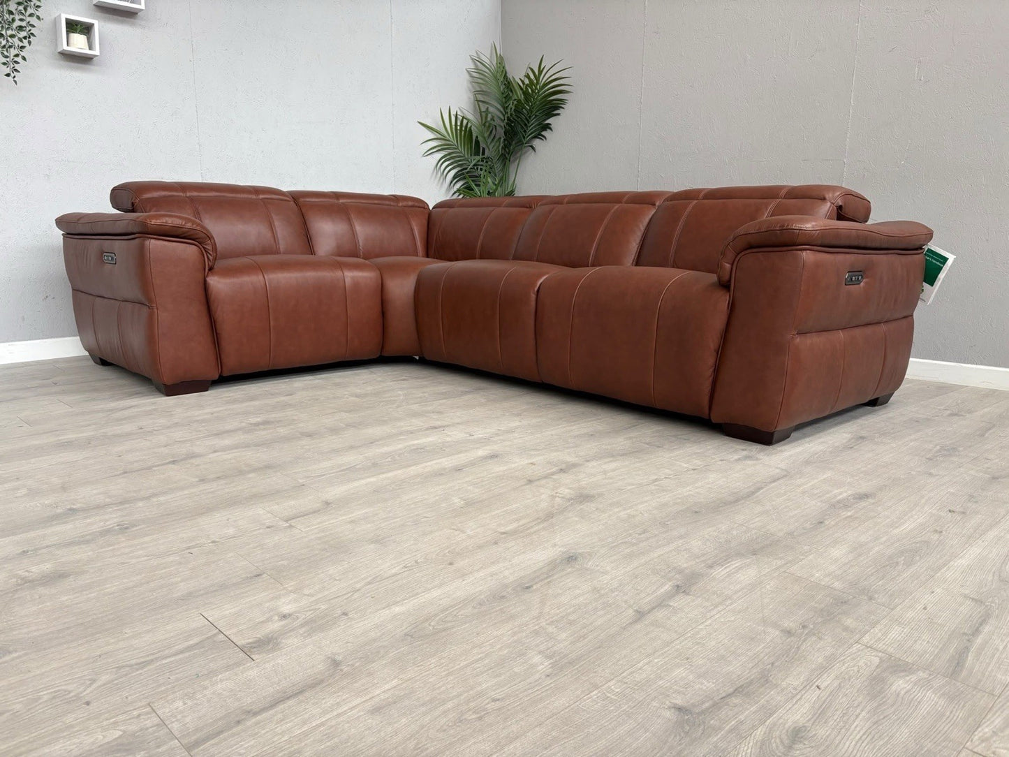 F.V Inca Leather Power Recliner Corner Sofa + Power Headrests - RRP £4095