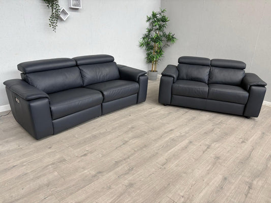 F. Village Nicoletti DAVIDE Leather 3 + 2 Seater Sofas, Power Recliner RRP £5240