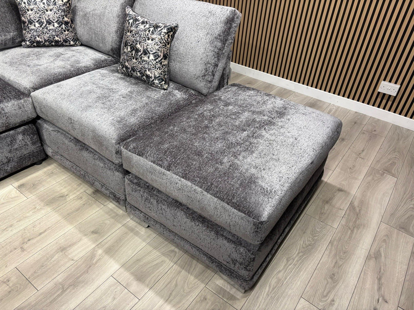 Deluxe Fabric Open End Chaise Corner Sofa + Footstool - RRP £2799