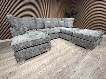 NEXT Premium Fabric U Shaped Corner Chaise Sofa + Footstool - RRP £2599