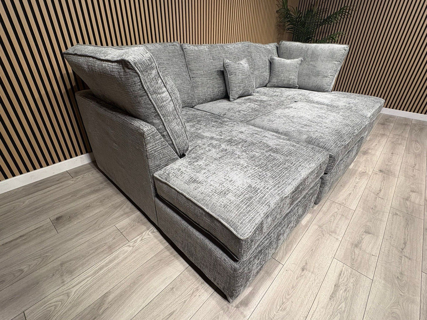 NEXT Premium Fabric U Shaped Corner Chaise Sofa + Footstool - RRP £2599