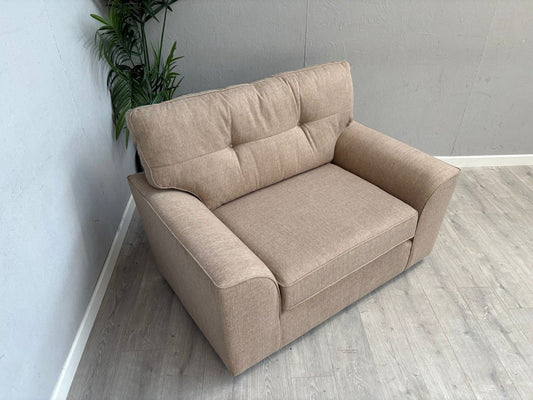 NEXT - Stamford Fabric Button Back Snuggler Armchair, Mid Natural - RRP £899