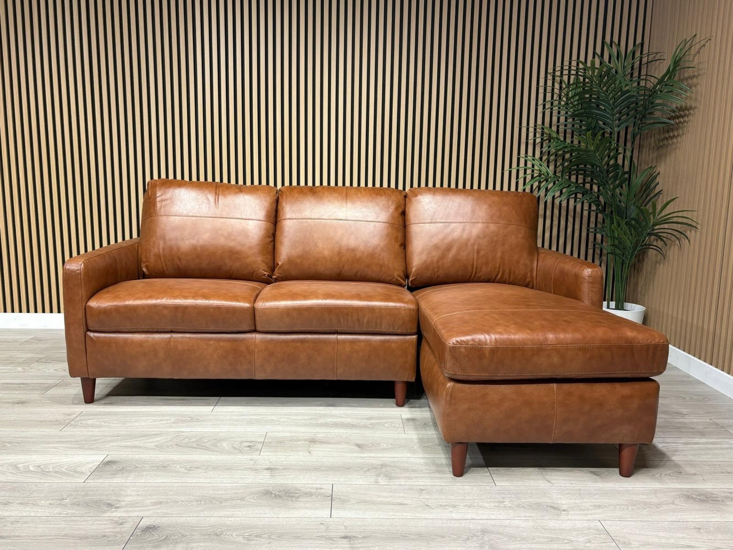 John Lewis BAILEY Style RHF Leather 3 Seater Chaise End Sofa, Tan - RRP £3,449