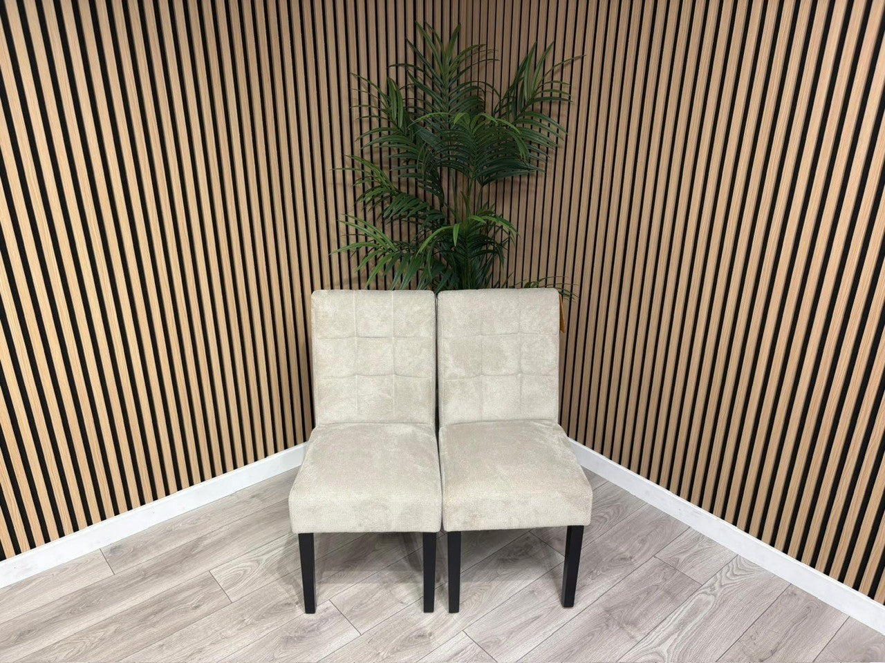 NEXT Sample - Flax Waffle Natural Fabric Dining Chairs