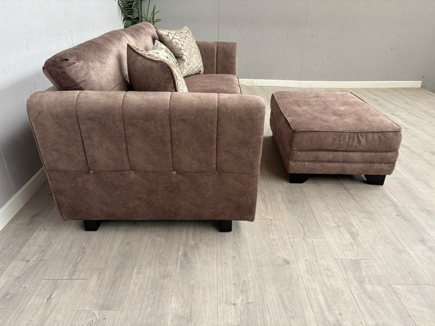 F.V MARIAH 3 Seater Fabric Classic Back Sofa + Storage Footstool - RRP £2590