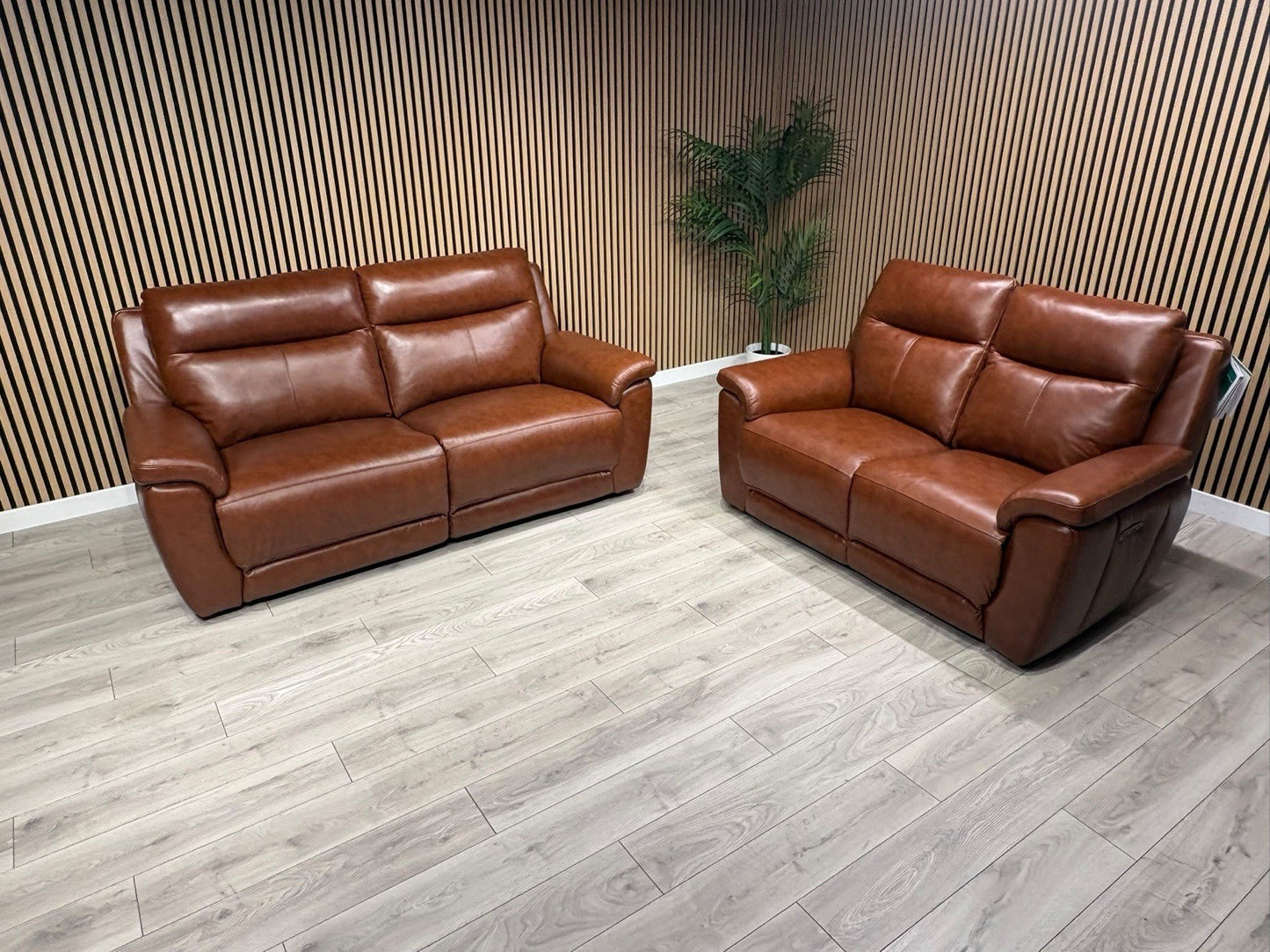 NAVONA 3 Seater + 2 Seater Leather Sofa Set, Power Recliners - RRP £3,498