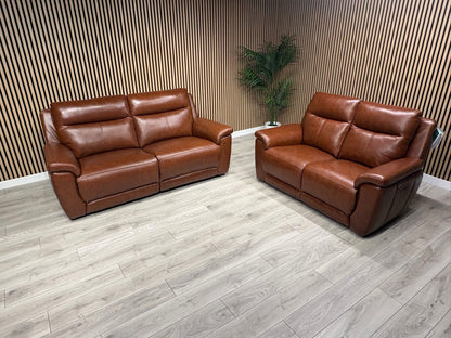NAVONA 3 Seater + 2 Seater Leather Sofa Set, Power Recliners - RRP £3,498