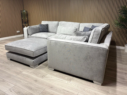 Sofology CAVALLI Style Fabric 3 Corner 1.5 Sofa + Footstool, Silver  - RRP £5398