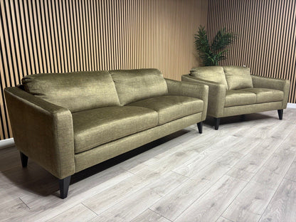 John Lewis BAILEY Style Fabric 3 Seater + 2 Seater Sofa Set, Olive - RRP £2,978