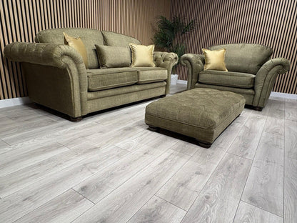 A&J Victoria Fabric 3 Seater Sofa + Love Chair + Footstool Set - RRP £4897