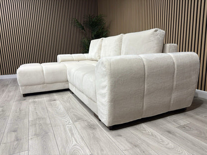 AZZURO Premium Fabric LHF Corner Chaise Sofa Bed with Storage, Cream RRP £1,799