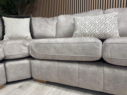 DEVINE Glamour Large Fabric 2 Corner 2 Sofa, Gemini Silver - RRP £2,895