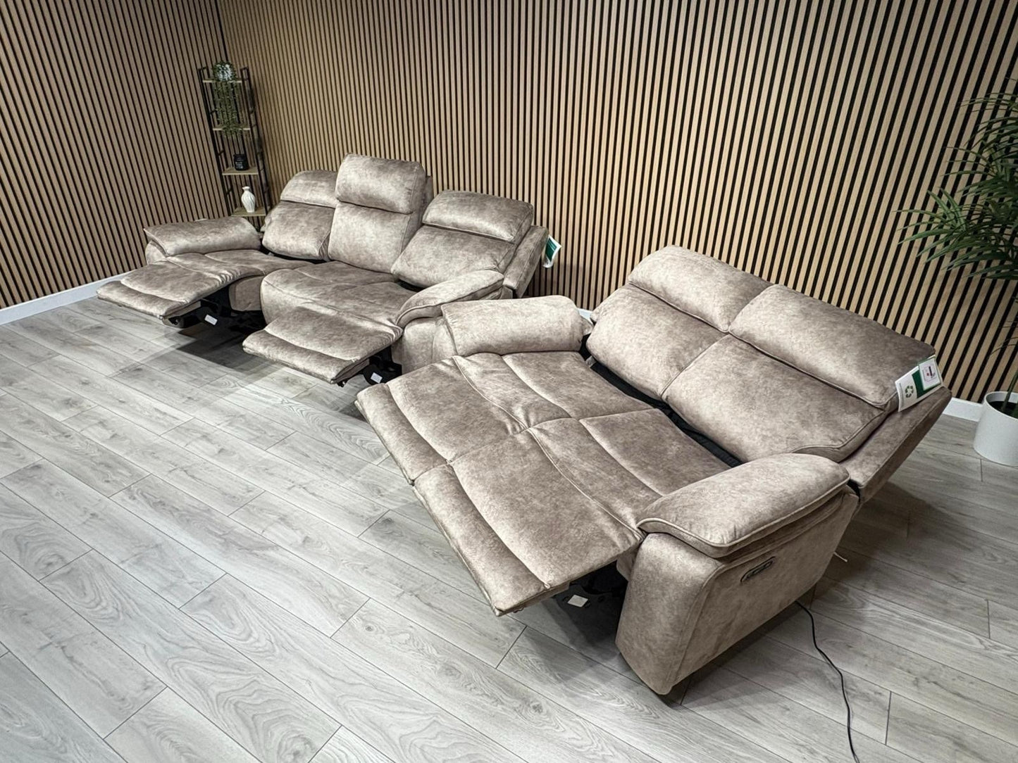 Furniture Village SLOANE Style Fabric 3 + 2 Seater Power Recliner Sofa Set