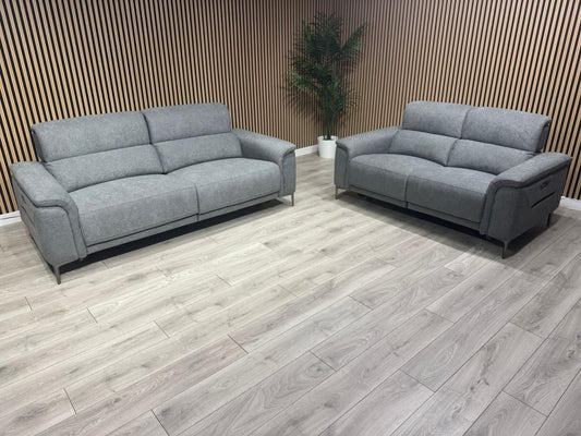 DFS Sample - SAN MATEO Style Fabric 3 + 2 Seater Power Sofa Set - RRP £3,098